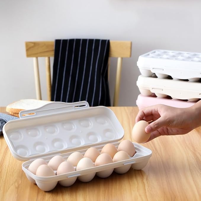 UPKOCH 2-Pack Stackable Refrigerator Organizer, 18-Count Plastic Egg Storage with Lids, Space-Saving Kitchen Containers for Eggs, Fridge Food Trays (Pink)