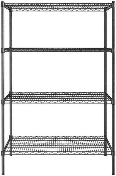 21" x 42" NSF Black Epoxy 4-Shelf Kit with 64" Posts, Heavy Duty Storage Shelving, Wire Shelving Kit, NSF Commercial Storage Rack Unit