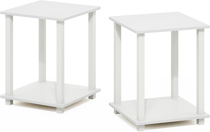 Furinno Simplistic End Table, Set of Two, White/White-NeatNest