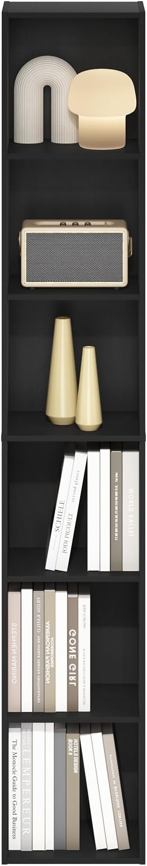 Furinno Luder 6-Tier Open Shelf Bookcase, Blackwood-NeatNest