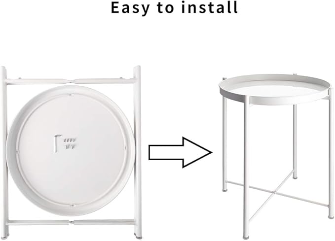 EKNITEY End Table,Folding Metal Side Table Waterproof Small Coffee Table Sofa Side Table with Removable Tray for Living Room Bedroom Balcony and Office-NeatNest