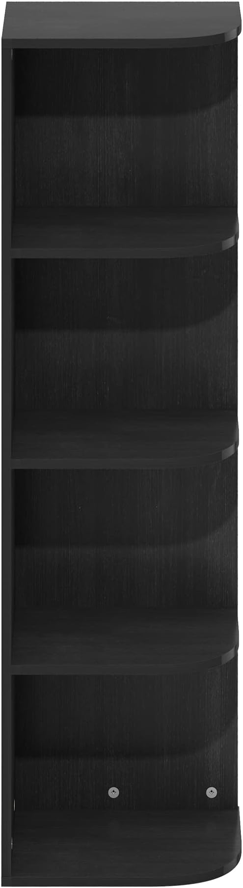 Furinno Pasir 4-Tier Corner Open Shelf Bookcase, Blackwood-NeatNest