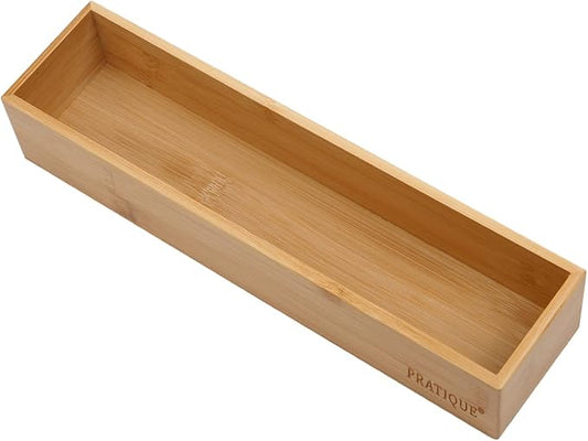 Bamboo Drawer Organizer - Kitchen Utensil Organizer Silverware Tray Cutlery Holder，Office Desk Supplies and Accessories (12x3x2.6 inch)-NeatNest