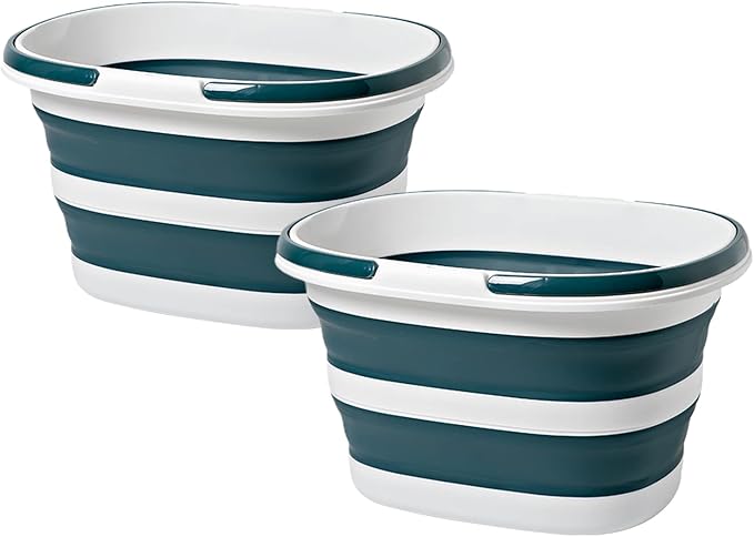 Upgraded 16L Collapsible Bucket (2-Pack) - Lightweight & Portable Water Buckets for House Cleaning, Camping, and Storage - Space-Saving & Multi-Use (Blue)-NeatNest
