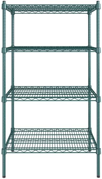 24" x 30" NSF Green Epoxy 4-Shelf Kit with 54" Posts, Heavy Duty Storage Shelving, Wire Shelving Kit, NSF Commercial Storage Rack Unit