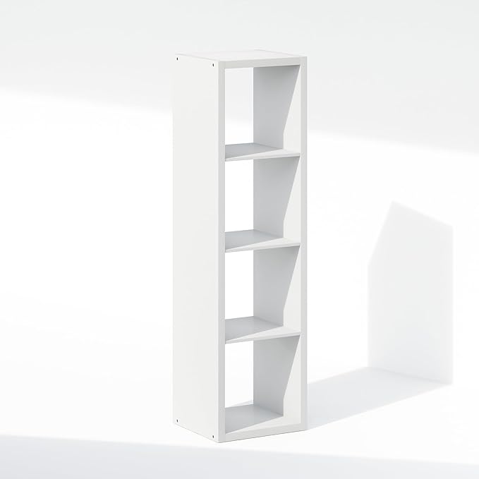 Furinno Cubic Open Back Multipurpose Clothing & Closet Storage Organizer Shelf, 4-Cube, White