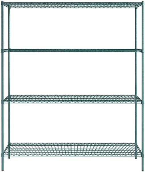 18" x 72" NSF Green Epoxy 4-Shelf Kit with 86" Posts, Heavy Duty Storage Shelving, Wire Shelving Kit, NSF Commercial Storage Rack Unit