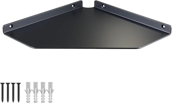 10 Inch Corner Shelf Wall Mounted, Black Corner Floating Shelf for Bathroom, Kitchen, Living Room – Aluminum Alloy Organizer for TV Accessories, Speakers, Cable Box, Game Console-NeatNest