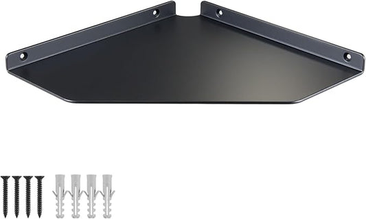 10 Inch Corner Shelf Wall Mounted, Black Corner Floating Shelf for Bathroom, Kitchen, Living Room – Aluminum Alloy Organizer for TV Accessories, Speakers, Cable Box, Game Console-NeatNest