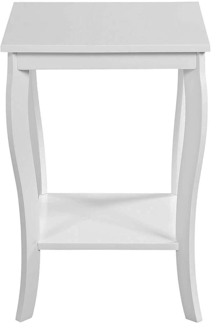 Convenience Concepts American Heritage Square End Table with Shelf, White-NeatNest