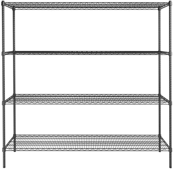 21" x 72" NSF Black Epoxy 4-Shelf Kit with 74" Posts, Heavy Duty Storage Shelving, Wire Shelving Kit, NSF Commercial Storage Rack Unit