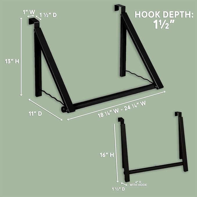 HOLDN’ STORAGE Over The Door Hanger - Foldable Rack Organizer for Hanging Clothes, Coats & Towels, Ideal for Dorm Rooms, Laundry, Bathrooms, Etc - Holds up to 35 LBs, Collapsible - Black