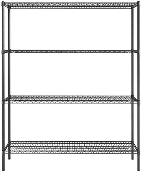 14" x 60" NSF Black Epoxy 4-Shelf Kit with 74" Posts, Heavy Duty Storage Shelving, Wire Shelving Kit, NSF Commercial Storage Rack Unit