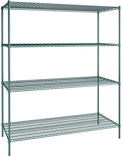 30" x 72" NSF Green Epoxy 4-Shelf Kit with 86" Posts, Heavy Duty Storage Shelving, Wire Shelving Kit, NSF Commercial Storage Rack Unit