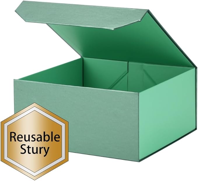 6 Pcs Green Gift Box Large 13x11x5.3 Inch Large Black Gift Box Large Magnetic Gift Box with Crinkle Paper Green Large Gift Box with Shredded Paper Luxury Gift Boxes with Lids for Presents-NeatNest