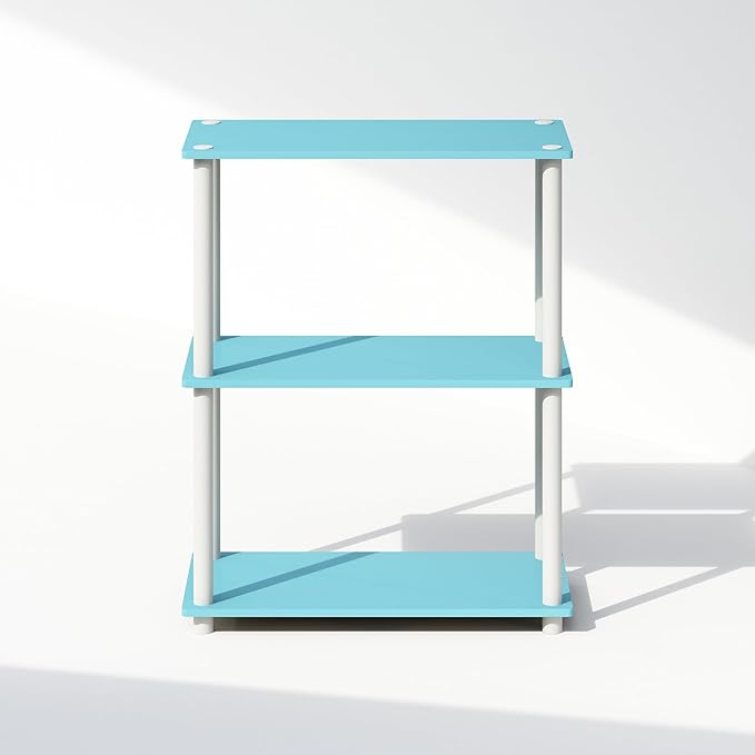 Furinno Turn-N-Tube 3-Tier Multipurpose Compact Bookcase, Light Blue/White-NeatNest
