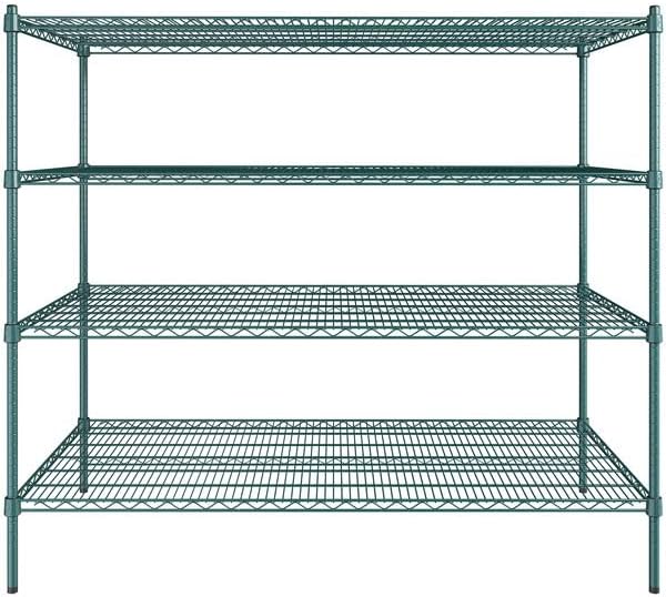 30" x 60" NSF Green Epoxy 4-Shelf Kit with 54" Posts, Heavy Duty Storage Shelving, Wire Shelving Kit, NSF Commercial Storage Rack Unit