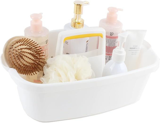 Cleaning Caddy,Plastic Portable Shower Caddy Basket Storage Organizer with Handle，Plastic Tool Storage Cleaning Supply Caddy，for Bathroom Vanity, Dorm Shelf & Cabinet，White-NeatNest