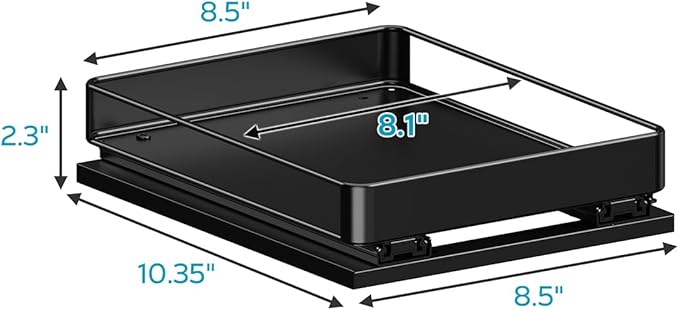 Nieifi Spice Rack Organizer for Cabinet, Vertical Spice Rack Pull Out, Easy to Install, Metal, 8.5''Wx10.35''Dx2.3''H, 2 Pack, 1 Tiers(Black)