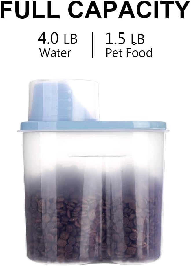 GreenJoy 2 Pack 2lb/2.5L Pet Food Storage Container with Measuring Cup, Can Covers and Bowl for Small Dog, Cat, Waterproof-BPA Free (Pink 1.8L)-NeatNest