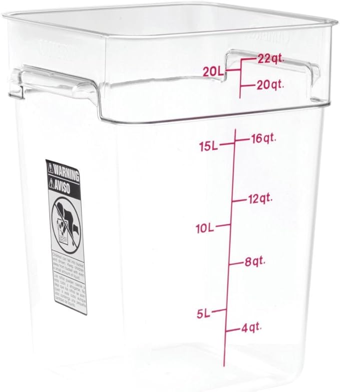 Cambro Food Storage Container - Classic Series Square - 22 QT (Quart) - Commercial Grade for Food Prep (Clear)-NeatNest