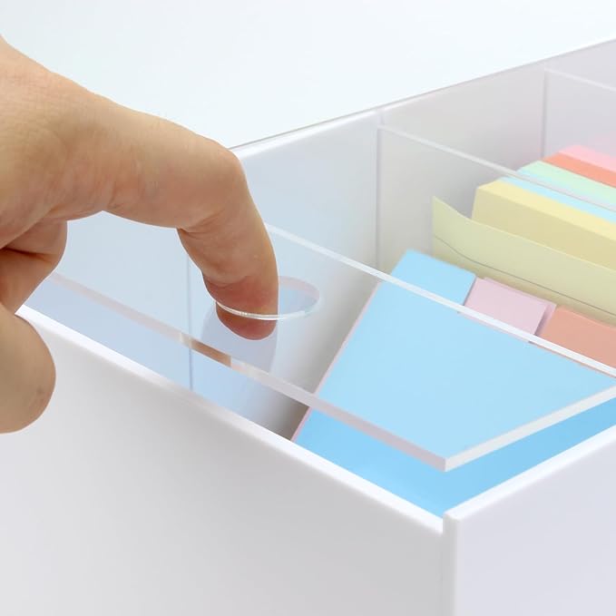 3x5'' Index Card Holder, Acrylic Business Index Card Box with Dividers, Transparent Index Card Organizer Case File Note Flash Card Storage Case, 10''W x 6''D x 4''H