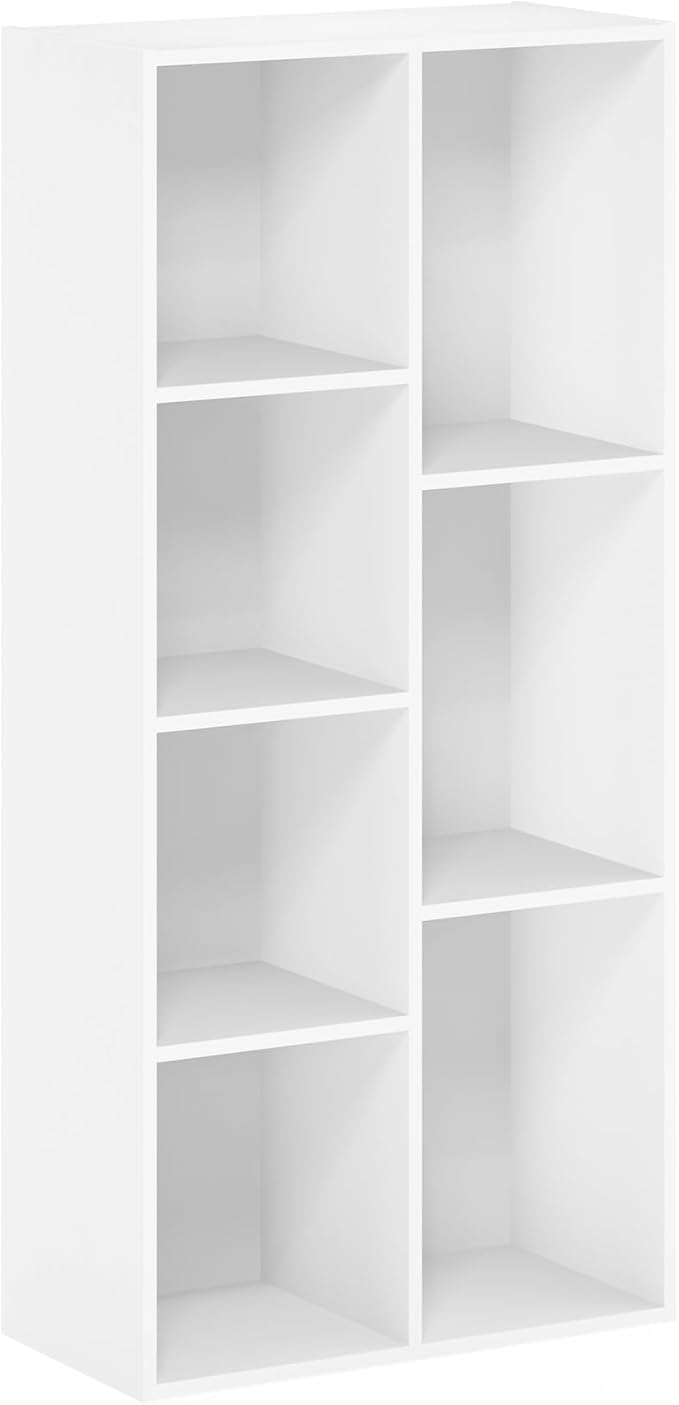 Furinno Luder Bookcase / Book / Storage , 7-Cube, White-NeatNest