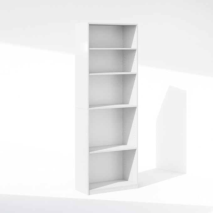 Furinno Reed 5-Tier Multipurpose Adjustable Shelf Clothing & Closet Storage Organization, White-NeatNest