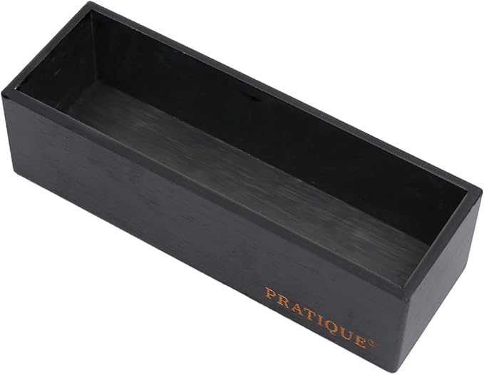Bamboo Drawer Organizer - Kitchen Utensil Organizer Silverware Tray Cutlery Holder，Office Desk Supplies and Accessories,8.9 * 3 * 2.6inch,Black-NeatNest