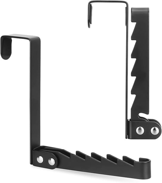 FYY Over The Door Hooks Hanger, 1 Pack Collapsible Folding Over The Door Organizer Rack Space Saving Hanging Storage Hanger for Clothes, Coats, Towels for Bedroom Bathroom Black-NeatNest