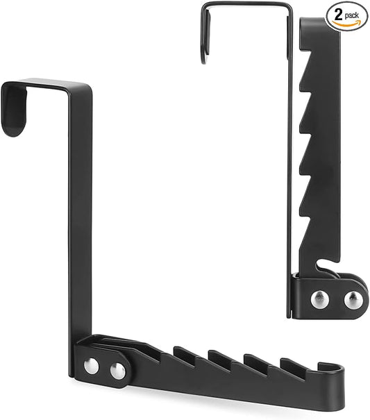 FYY Over The Door Hooks Hanger, 2 Pack Collapsible Folding Over The Door Organizer Rack Space Saving Hanging Storage Hanger for Clothes, Coats, Towels for Bedroom Bathroom Black-NeatNest