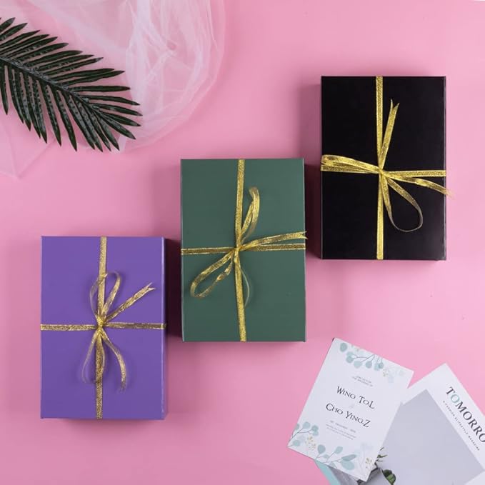 1 Pack Black Gift Boxes with Lids Small 12 x 8 x 2.7 Inches Clothes Gift Boxes for Presents Shirt Gift Boxes with Ribbon Magnetic Gift Boxes Bulk Cute Box for Packaging (Glossy Surface)-NeatNest