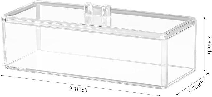 dedoot Plastic Drawer Organizer, Clear Acrylic Vanity Desk Storage and Organizer, Bathroom Display Storage Container with Lid for Jewelry, Small Items 9.17x3.7X3.46 Inch-NeatNest