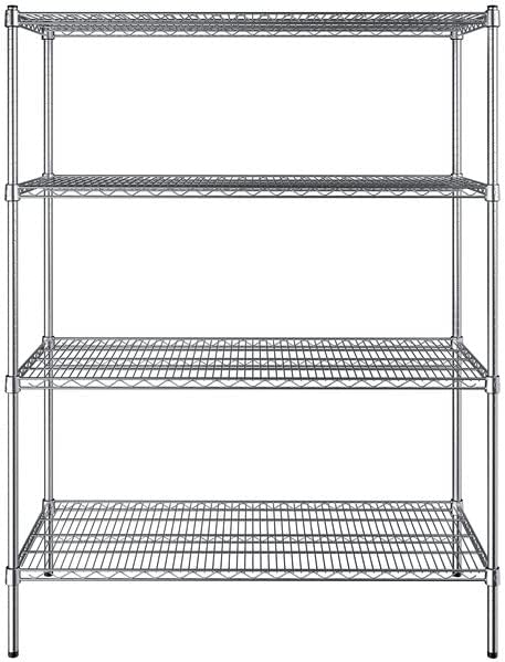 21" x 48" NSF Chrome 4-Shelf Kit with 64" Posts, Heavy Duty Storage Shelving, Wire Shelving Kit, NSF Commercial Storage Rack Unit