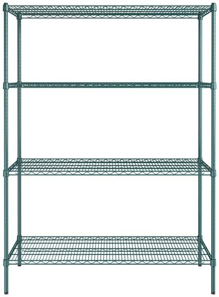 21" x 54" NSF Green Epoxy 4-Shelf Kit with 74" Posts, Heavy Duty Storage Shelving, Wire Shelving Kit, NSF Commercial Storage Rack Unit