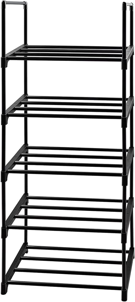 Shoe Rack 5 Tier Tall Shoe Storage Organizer, 5 Tier Metal Sturdy Shoe Rack, Narrow Shelf Organizer for Entryway, Closet, Bedroom-NeatNest