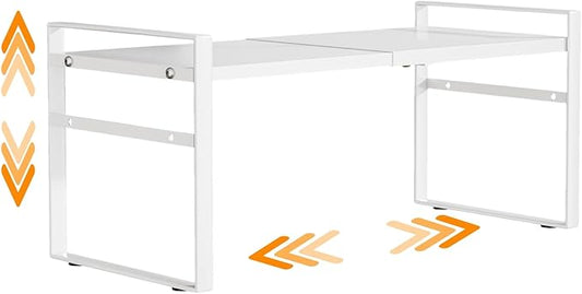 Expandable Cabinet Shelf Organizer Riser for Kitchen Pantry Cupboard Under Sink Countertop,kitchen cabinet shelf (white)-NeatNest