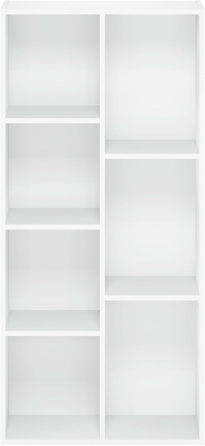 Furinno Luder Bookcase / Book / Storage , 7-Cube, White-NeatNest