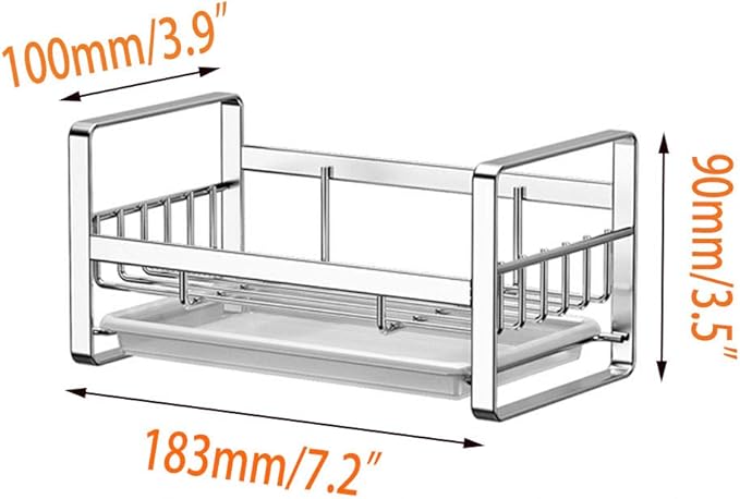 2 Pack Kitchen Sponge Holder - Kitchen Sink Organizer - Sink Caddy - Sink Tray - Soap Holder - Stainless Steel,Silver+White