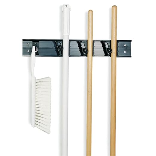 Carlisle FoodService Products 4073100 Roll 'N Grip Mop, Broom and Tool Holder / Storage System, 3 Positions + 1 Hook