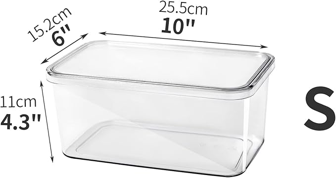 Clear Storage Bins With Lids,4 Packs Food Storage Organizer,Stackable Kitchen Cabinet,Bathroom Basket,Fridge Organization.Pantry Transparent Containers For Fruits,Drinks-NeatNest