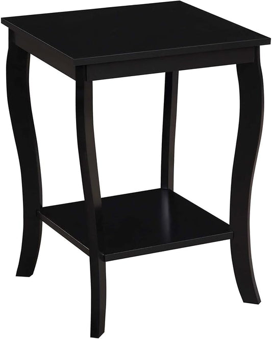 Convenience Concepts American Heritage Square End Table with Shelf, Black-NeatNest