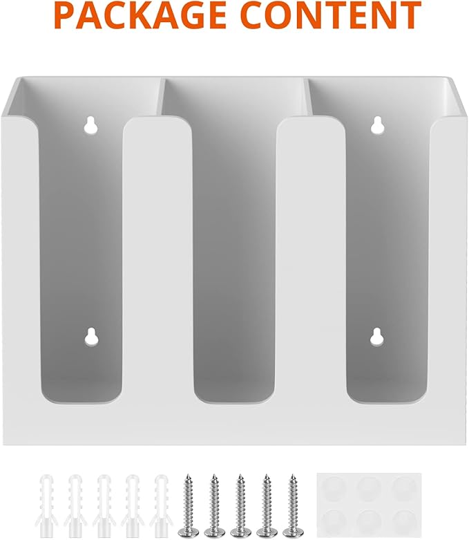 Richboom Acrylic Coffee Cup and Lid Storage Organizer Holder, 3 Compartments, White-NeatNest
