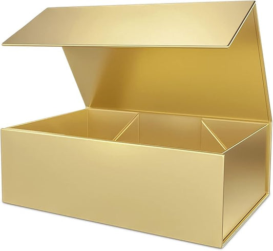 Gold Gift Box 12" x 6" x 4" with Magnetic Closure Lid Gifts Boxe for Presents,Bridesmaid Gifts Box,Cute Boxes,Birthday Gift box,Luxury for Gifts Packaging, Magnetic Gift Boxe for Wrapping Gifts (Gold)-NeatNest