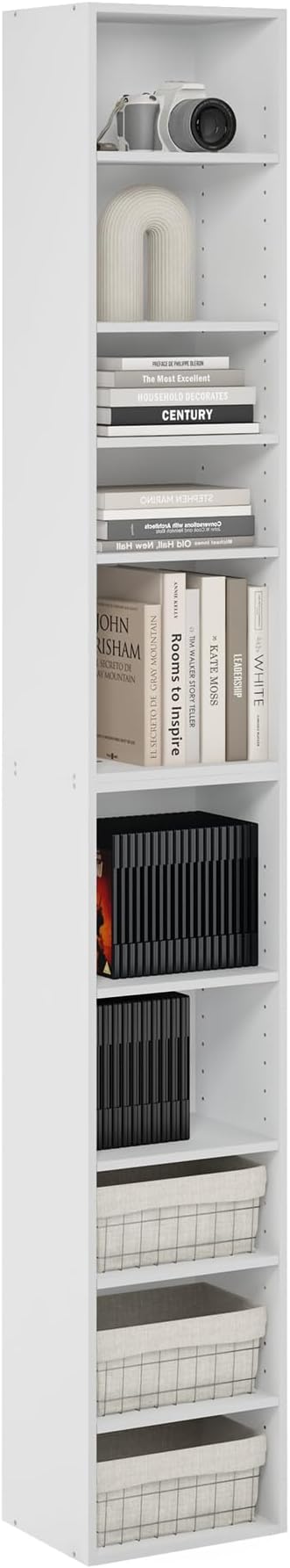 Furinno Pasir 10-Tier Open Shelf Bookcase, White-NeatNest