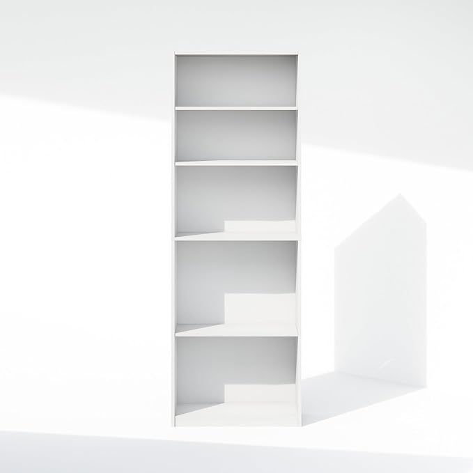 Furinno Reed 5-Tier Multipurpose Adjustable Shelf Clothing & Closet Storage Organization, White-NeatNest