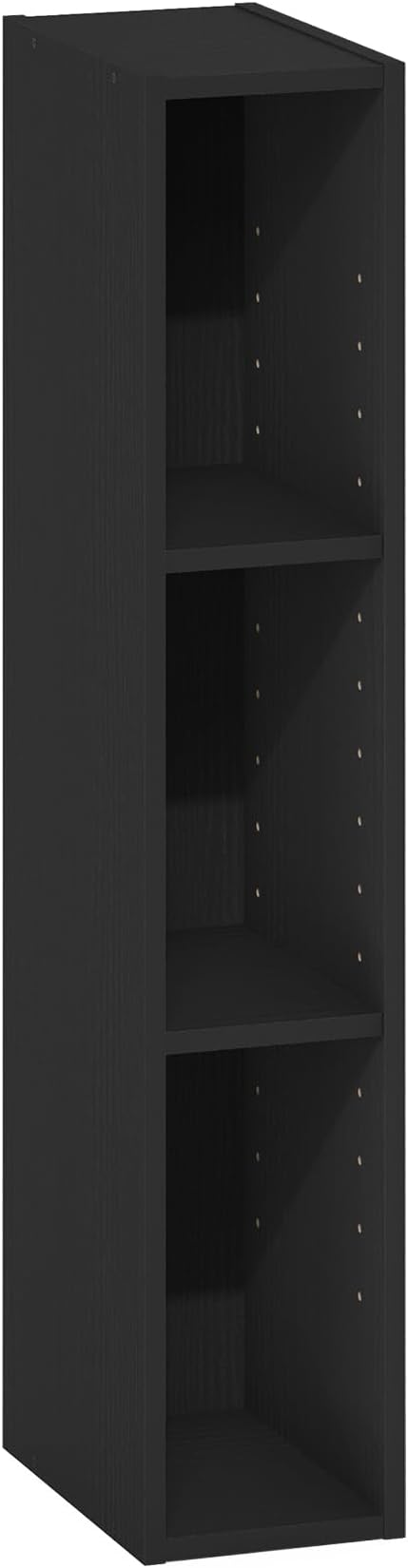 Furinno Fulda 3-Tier Space Saving Storage Shelf Bookcase, 6-Inch Width, Blackwood-NeatNest