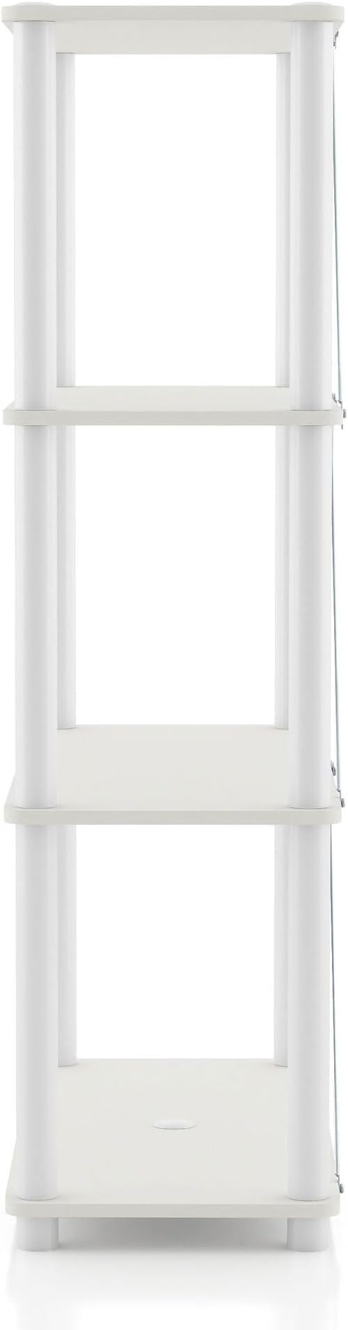 HOMES: Inside + Out Apexa Modern 4-Tier Wide Shelving Units, Collectibles Display Shelves, Easy Assembly Standing Shelf, Home Storage Organizer for Living Room, Bedroom, Office, White