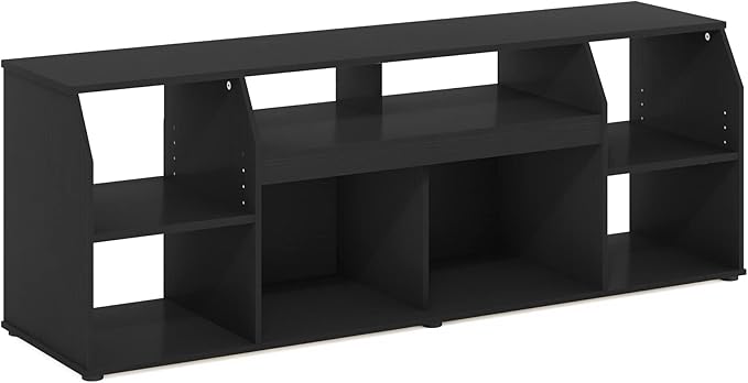 Furinno Jaya TV stand for up to 65 Inch TV, Gaming Enterteinment Center with LED Lights, Living Room Media Console Table, Americano-NeatNest