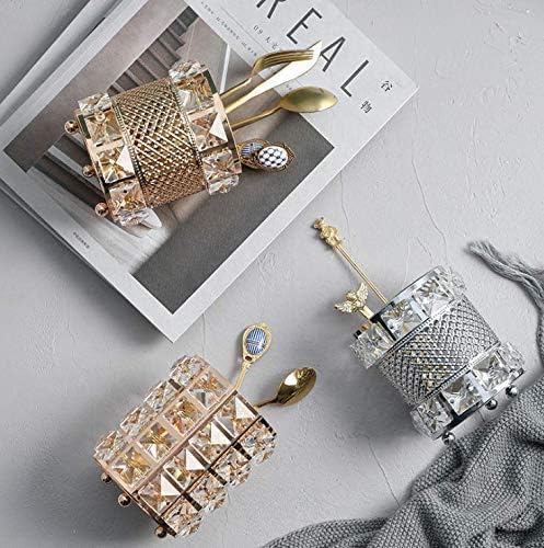 CY craft Silver Makeup Brush Holder Organizer,Handcrafted Vintage Cosmetics Brushes Eyebrow Pencil Pen Cup Collection, Crystal Flower Vase Desk Dresser Decoration and Storage,4.7 x 4 Inch-NeatNest